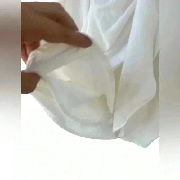 Choosy women’s draped cream ivory low Deep Plunge collar long sleeve button down - Picture 6 of 12